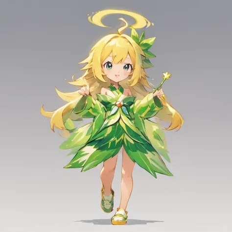 a girl, executive producer, Equip bamboo grass wand, Media Tycoon, ultra detailed, high definition, highest quality, Game Character Design, fullbody, standing posture,