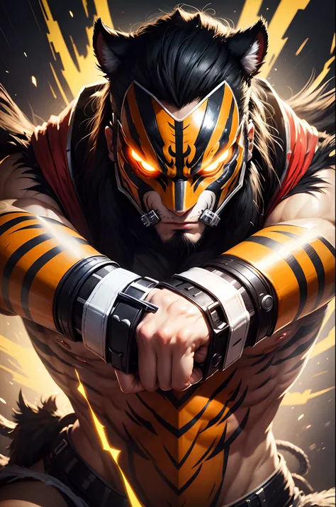 Fighter man using mask Tiger looking viewer Tekken concept art ring