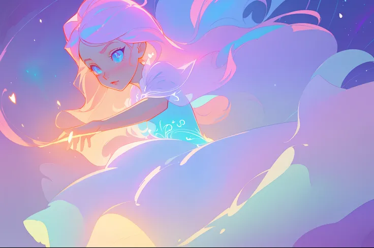 beautiful anime girl in layered intricately designed ballgown, inspired by Glen Keane, inspired by Lois van Baarle, disney art style, by Lois van Baarle, glowing aura around her, by Glen Keane, jen bartel, glowing lights! digital painting, flowing glowing ...