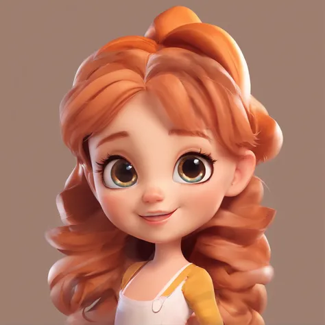 There is one with a ponytail，Little girl with orange hair, lovely digital painting, adorable digital art, Cute detailed digital art, Realistic cute girl painting, Cute cartoon character, Kawaii realistic portrait, Cute cartoon, Young and cute face, cute po...