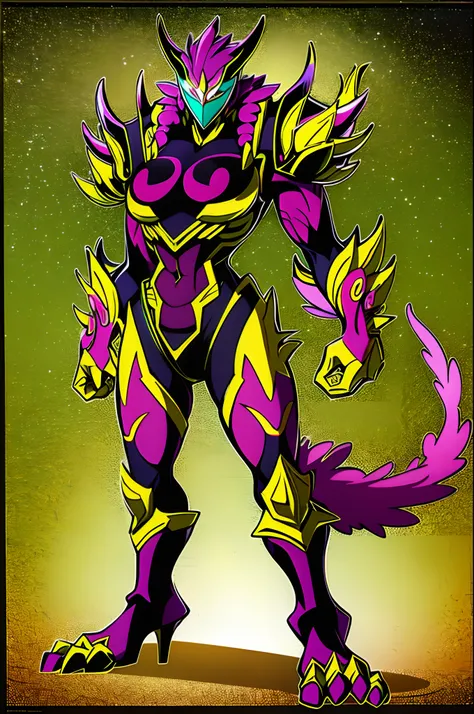 sentai ,monster, standing solo, mythical animal like, female, full body