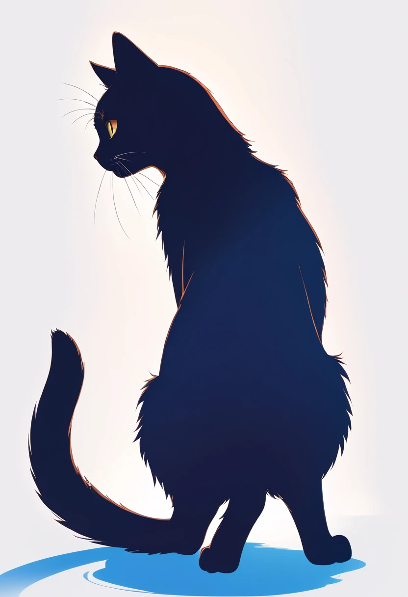 Full body silhouette of a cat,White background,profile,