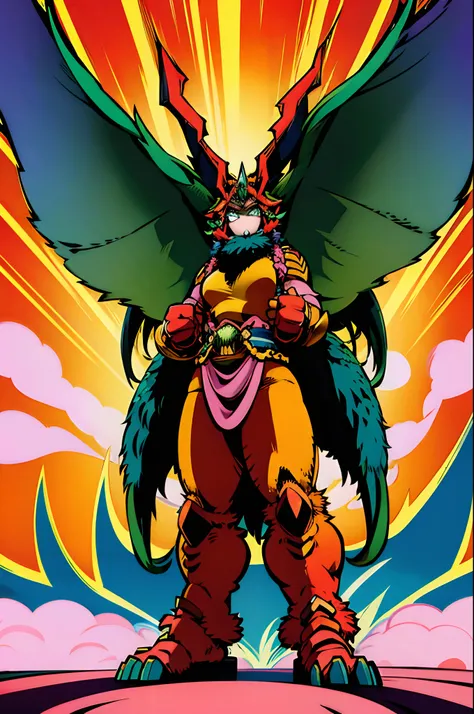 sentai ,monster, standing solo, mythical animal like, female, full body