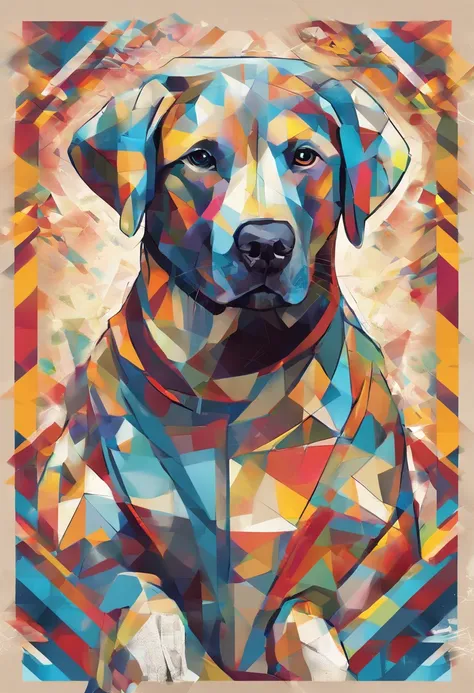 (Perro Labrador  ),(Mejor pose),(best angle), (Better expression), Eduardo Kobra acolchoamento ,multidimensional geometric wall PORTRAIT, arte, Chibi,yang08k, hermoso, Colorante,