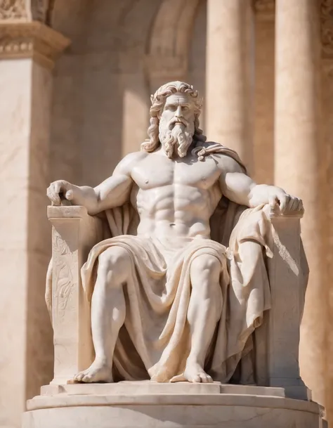 Zeus sitting on his throne in Olympus, ruler of the under , portray his power and authority