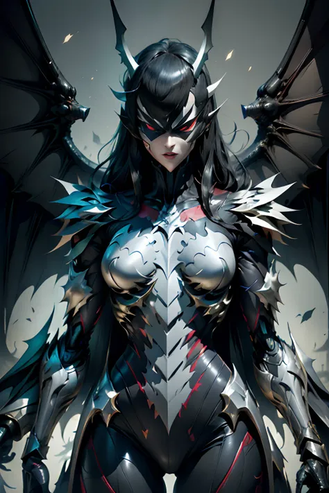 beastman、batwoman、villain phantom、cybernetic mutants、slender adult woman、platinum metallic body、、spread large wings、tall lady、