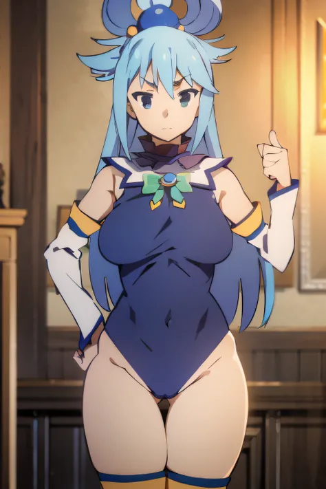 (masterpiece), best quality, expressive eyes, perfect face, Aqua, approval face, approval, sexy body, tight clothes