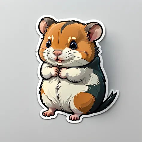 a sticker，hamster, Flat design, White background, Head only, Cute, kawaii