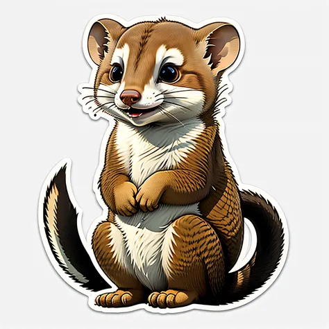 a sticker，Mongoose, Flat design, White background, Head only, Cute, kawaii