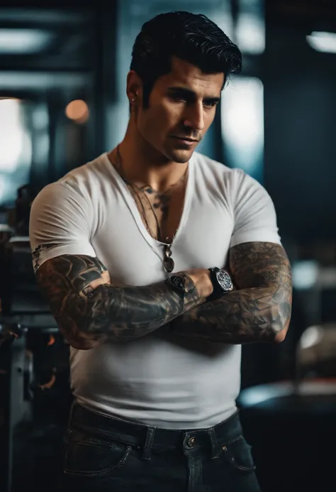 Man Formula 1 driver black hair, Tattoos on the arm