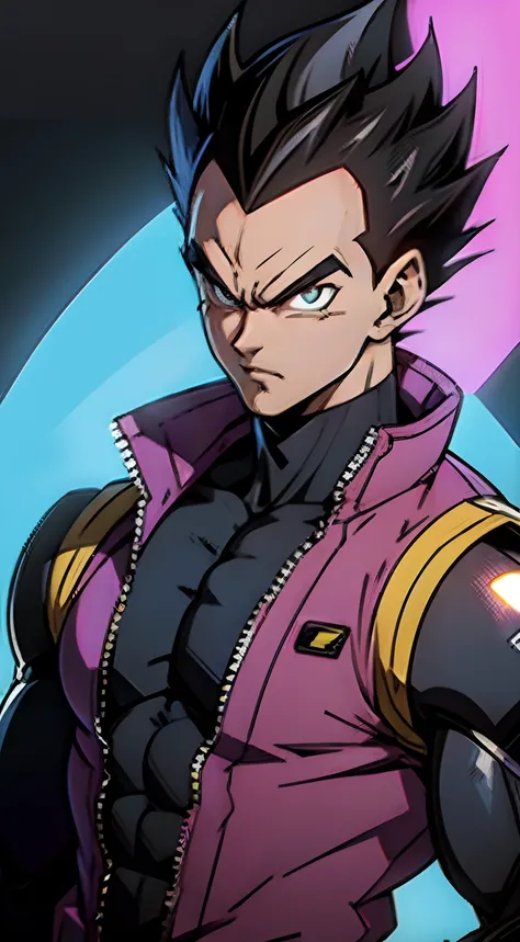 Vegeta with cyber-punk themed costume, 8k wallpaper, 1920x1080p image size