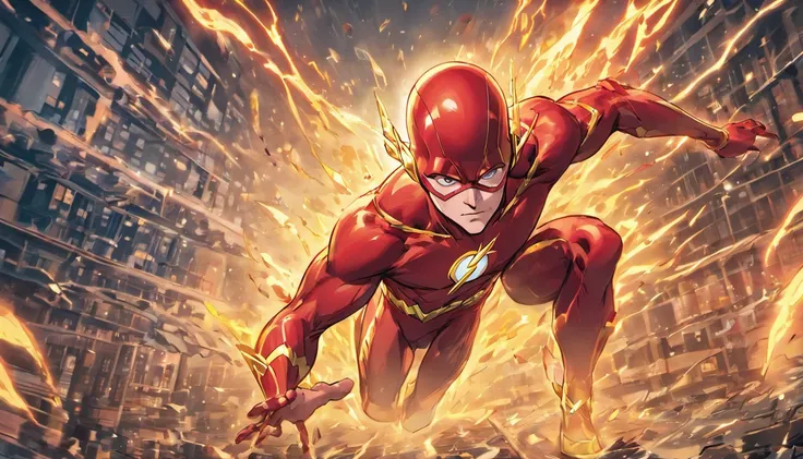 No seu prompt, you want to portray "The Flash in Action, Mcu, READING SEVERAL BOOKS, ultra-detalhado, 8k, Jim Lee Art Style, DC Quadrinhos". Here is the corresponding Stable Broadcast prompt:

"The Flash working at the speed of light, cercado por livros vo...