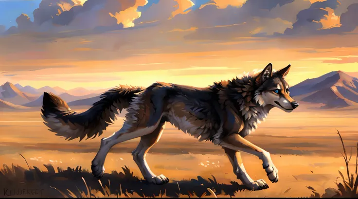 ((Solo)), male people, coyote, (Multi-colored fur, White-brown:1.3), ((Wolf face, White hair, Big eyes, White eyelids, Blue pupil, Slim:1.2) (Tough, Calm expression:1.2)), Abs, Slim, pinging)), (Correct anatomy), A big tail，Feet，longtorso，(Realistic fur, D...