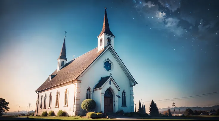 Under a clear sky，Beautiful church