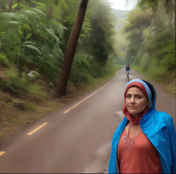 Uma mulher bem vestida em uma estrada abandonada 8k