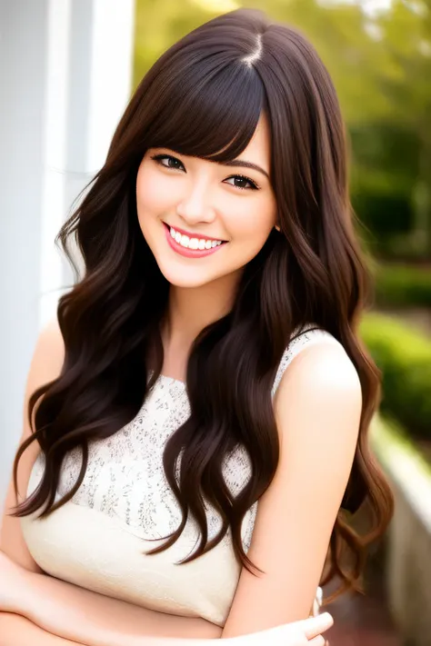 Beautie　A smile　Gently wavy hair　black langerie　Brown hair