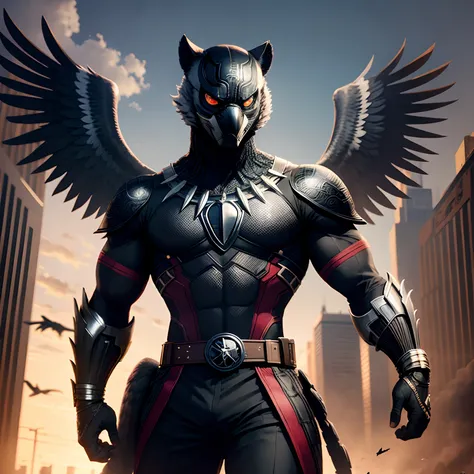 African grey parrot as black panther(Avengers)