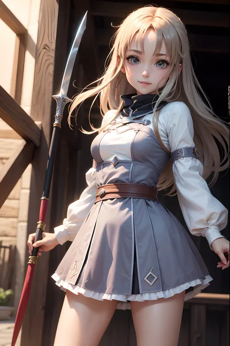 1muler, asuna do anime "Sword Art Online", roupa tradicional da personagem, embiente urbano, bio-luminescence, cabelos pretos com listras brancas, maquiagem, sorriso discreto, pupilas dilatadas, High detail, brilho, social media composition, linhas de movi...