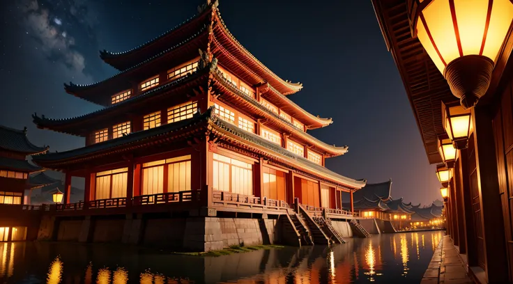 Tang Dynasty architecture at night