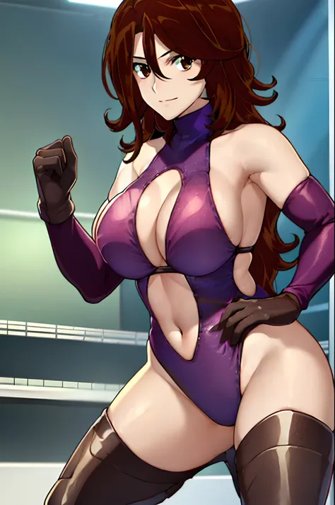 cowboy shot, anime style: 1.8, anime drawing, ultra detailed face, ultra detailed body, 4k, Sumergai Lee Noriega, best quality, anime style, hires, highest definition, digital blending, bold drawing lines, ((slender body, female wrestler), (location: wrest...