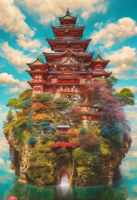 Floating castle、Japan castle floating in the air and moving、Takeshi no Fuun Takeshi Castle、