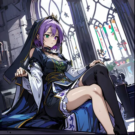 Masterpiece, Best quality, Ultra-detailed, Off-the-shoulder attire, Colorful,take up close, Hyper-detailing，purple color hair, reo mikage, bluelock, no sleeves, camisole, blue camisole, cheongsam, frilly camisole, underwear, choker, arm covers, sexy breast...