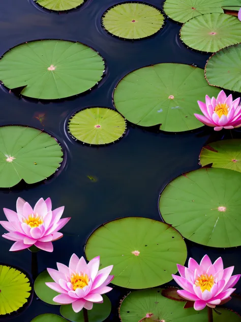 Realistic lotus flowers in the pool next to the Buddhist temple, lotuses, lotuses, lotus flowers on the water, Lotus pond, lotus petals, water lilies, standing gracefully upon a lotus, water lily mat, serene colors, waterlily pond, with lotus flowers, wate...