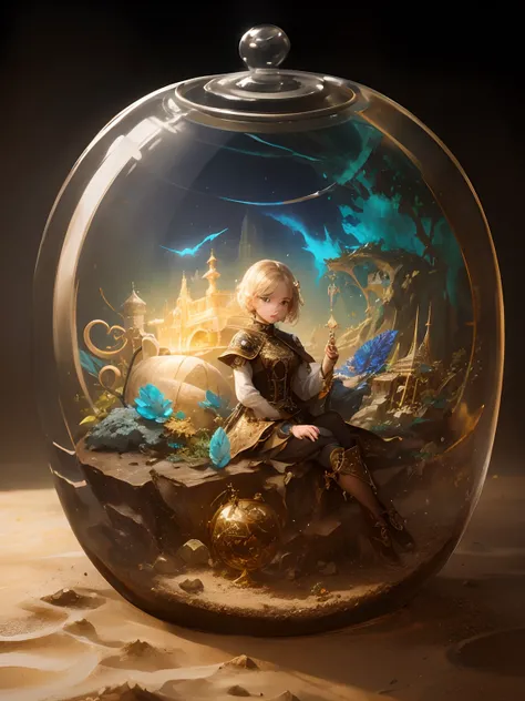 sand terrarium art mixed with ultra hd detailed painting, ,digital art, beautiful, fantasy, digital art, wlop, Steampunk style ,epic,masterpiece,,,,32k ,,, complete, symmetry, painted, intricate, volumetric lighting, beautiful, rich deep colors masterpiece...