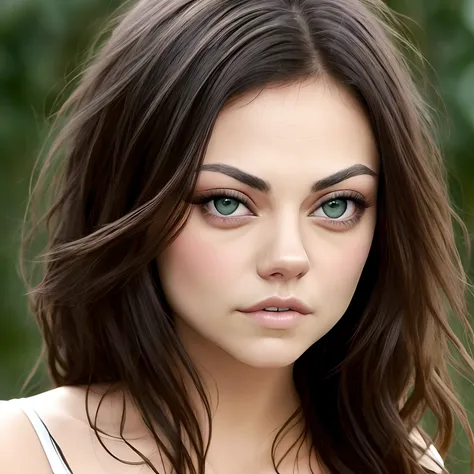 Mila kunis, yeux vert jaune, blonde, grande, blanche, photo realiste, juive,