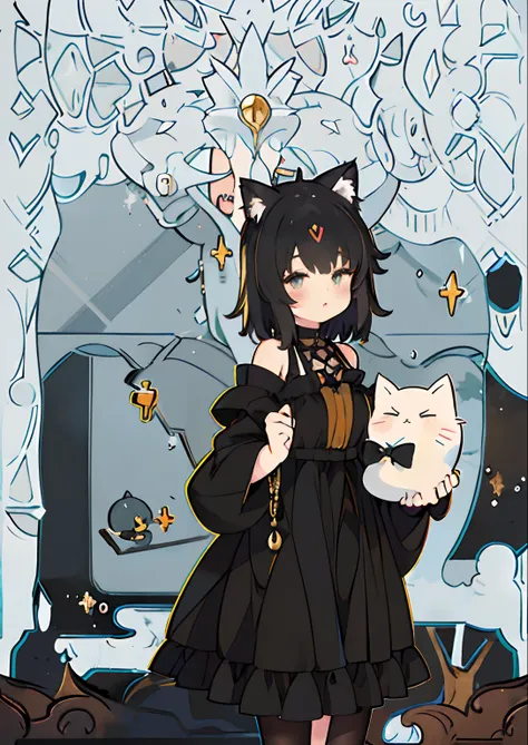 Cute girl in black dress，Cat ears and black dress, Attractive cat girl, black hair black cat ears, Girl with cat ears, very beautiful cute catgirl, Anime girl cosplay, woman with cat ears, beautiful young catgirl, anime girl with cat ears, Anime girl in re...