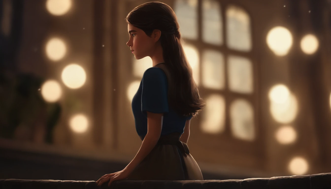 Una chica vestida con camiseta negra sentada en el borde de un rascacielos, por Studio Ghibli, Paisaje de la ciudad, detailed illustration, Arte Oficial, Al estilo de Kawaky, Movimiento elegante, nocturno, compuesto, Fondos de pantalla HD