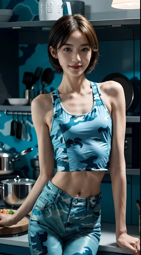 (Small lower chest,Tomboyish,small heads)), (Well-defined abs: 1.1), (perfect bodies: 1.1), (short-length straight short hair: 1.2), attractive collarbone，（极其细致的CG 8k壁纸），（Extremely refined and beautiful），（tmasterpiece），（best qualtiy：1.0），（超高分辨率：1.0），upper ...