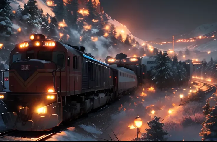 Change the weather in night and glow headlight of train and upgrade graphics 8k