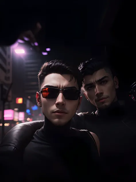 Change background Cyberpunk handsome boy. Real face change. Sunglass.8k.realistic