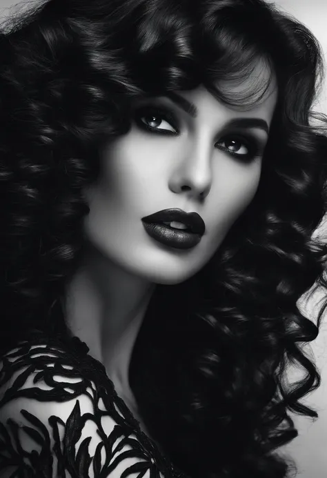 noir, femme chaude, long curly hair