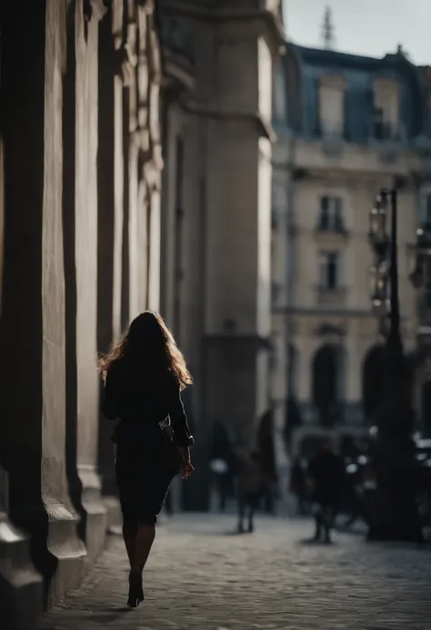 Fille noire au long cheveux qui marche