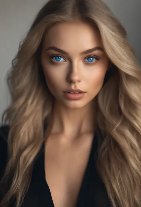 sexy girl with blue eyes, ultra-realistic, meticulously detailed, portrait sophie mudd, blonde hair and large eyes, selfie of a young woman, without makeup, natural makeup, looking directly at the camera