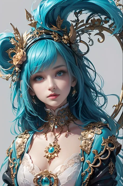 (masutepiece, of the highest quality, Best Quality, Official art, Beautiful and aesthetic:1.2), (1girl in), Extremely detailed,(Fractal Art:1.3),Colorful,Highest detail,Eye color is turquoise blue、