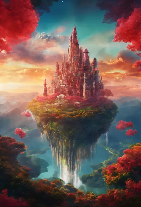 Background: Mysterious outer space, Floating castle, avatar landscape, View of Avatar 2, Hallelujah Hill, (Giant castle floating in the air: 1.8), (Reflective: 1.2), amazing alien landscape, floating and flying island, Floating castle in the clouds, Alien ...