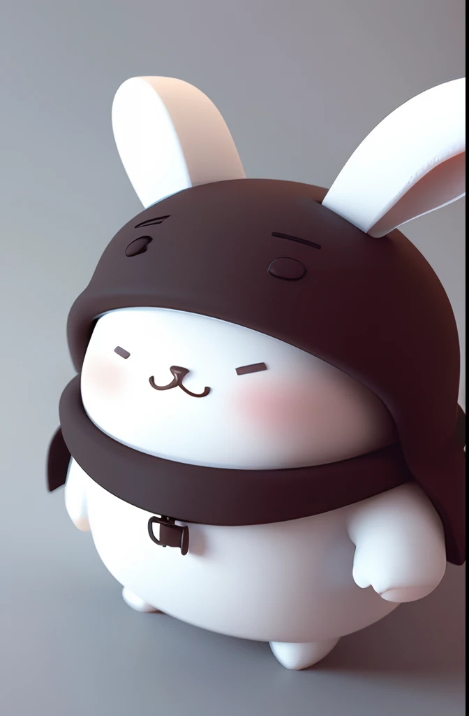 3d, marshmallow-like character wearing a rabbit ushanka, one heads high,simple, facing forward