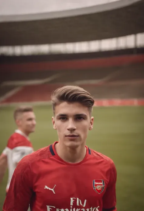 Homem Soccer Player in Arsenal de cabelo platinado 16 anos