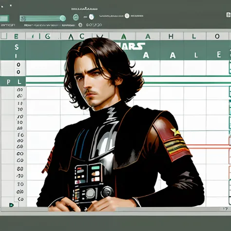 Personagem de Star Wars caracterizado de Excel