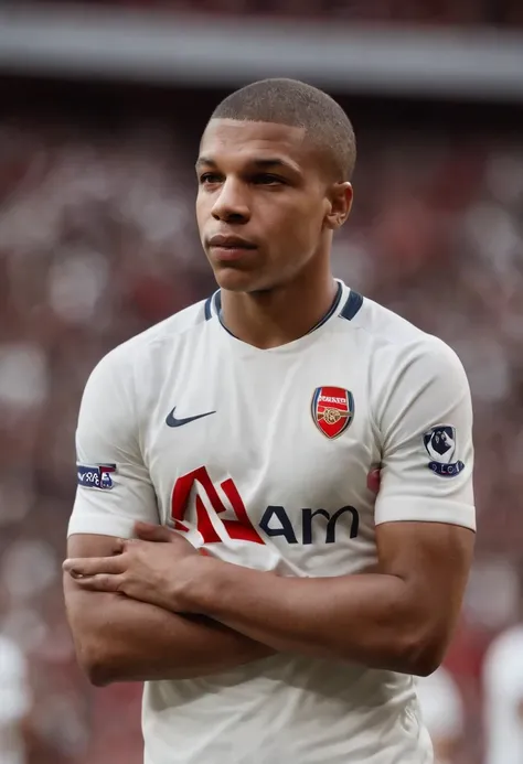 Mbappe in Arsenal tatuagens, cabelo branco, branco cabelo, branco, cabelo platinado, cabelo branco