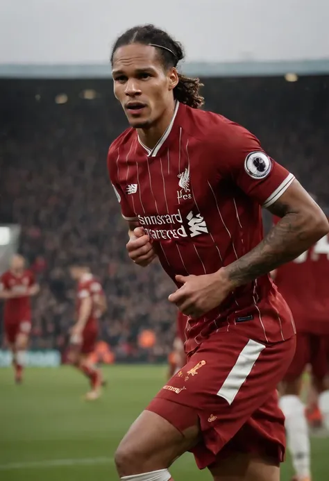 Homem Soccer Player Van Dijk in Liverpool, tatuagens