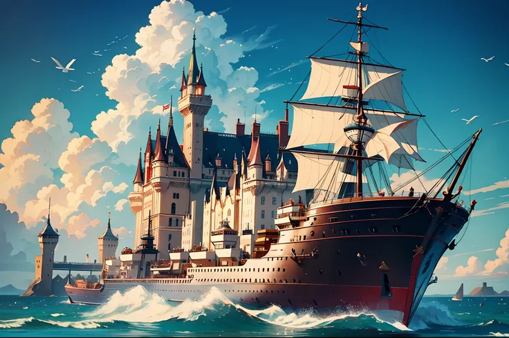 a ship transports to a castle