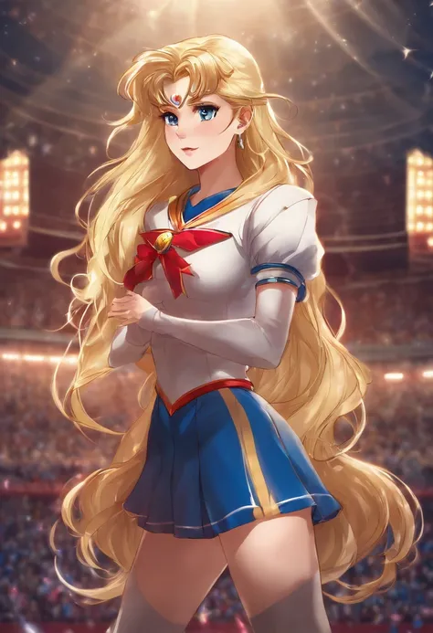 1girl, long hair, blond hair, football, sailormoon