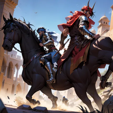 Darksiders style Moroccan warrior medieval War battle environnement atmosphere medieval moroccan men battle each other