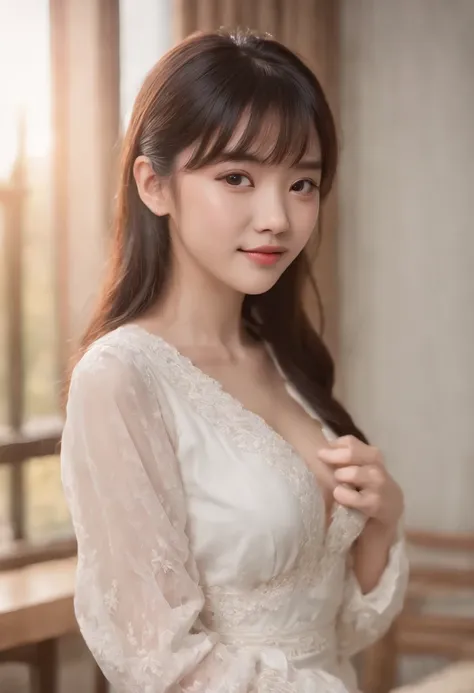 top-quality, Photorealsitic, ​masterpiece, 8K, Hi-Res, 独奏, 1girl, (((infp young woman))),sixteen years old、full bodyesbian、(small tits), ((Look at viewers)), (look at a camera), ((Various hairstyles close to long)）、Perfect straight black hair、((With bangs)...