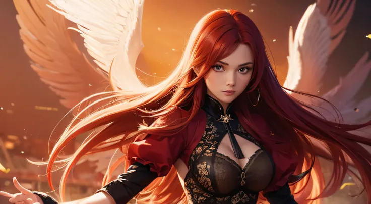 (obra prima) Red-haired girl representing a phoenix