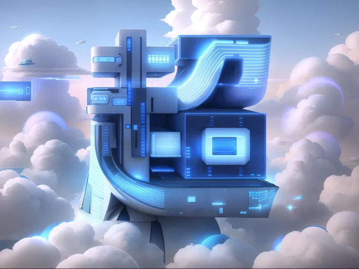 The city of the future、droid、Civilian、Rich clouds drift in the sky、Connect to the city network、tall house、blue-sky、afofuturism、Luminism、Ray traching、closeup cleavage、kanon、hyper HD、tmasterpiece、high detal、high qulity、High resolution -- v 6